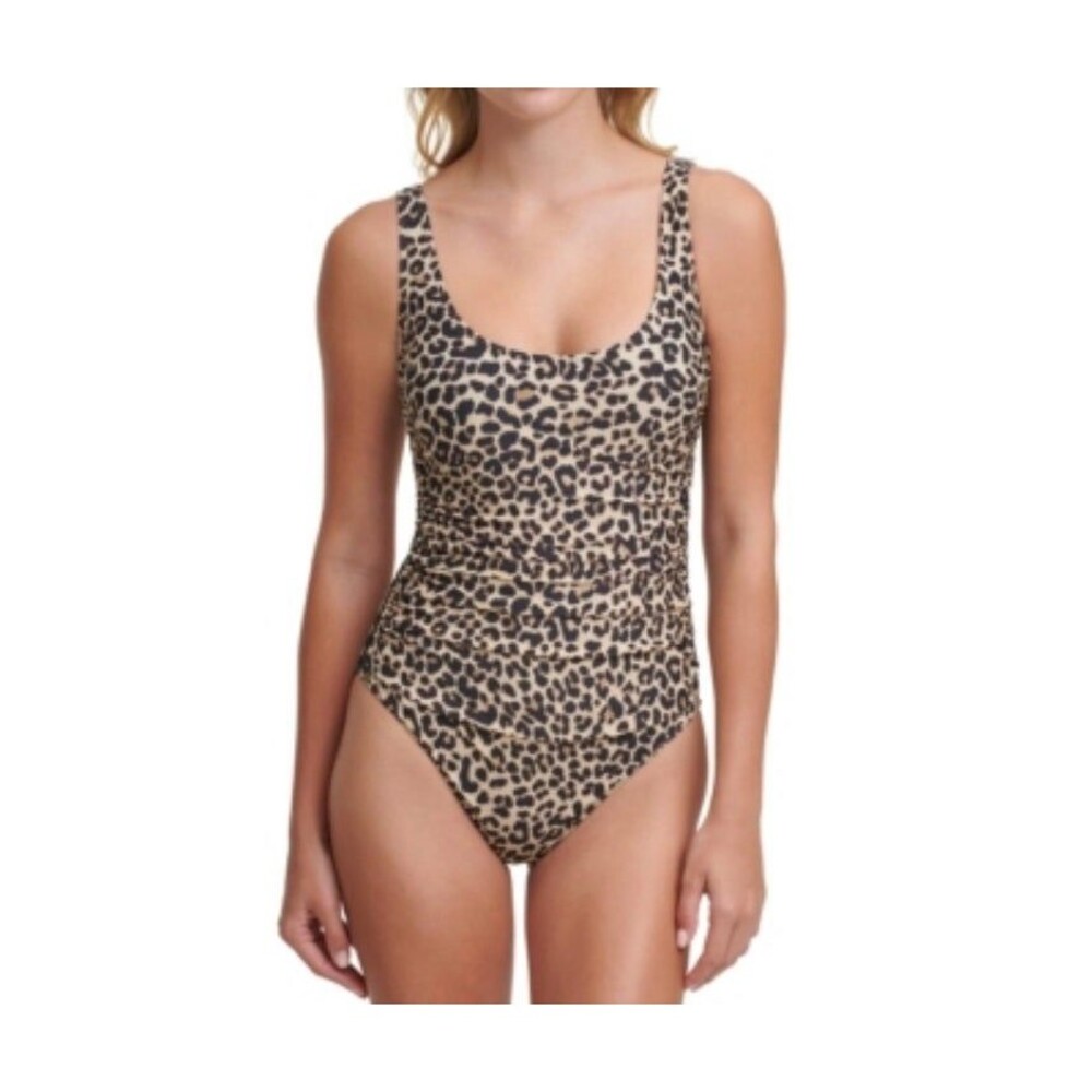 DKNY Women's Leopard-Print One Piece Swimsuit  Suntan Size 12  New with Tags - Picture 6 of 9